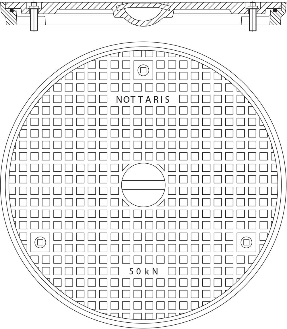 Schachtabdeckung Fig. 27S, 50kN - Handgriff/Uni-Griff, Schraubverschluss