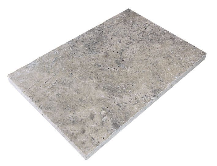 Travertin Platten Silver - gesägt / getrommelt