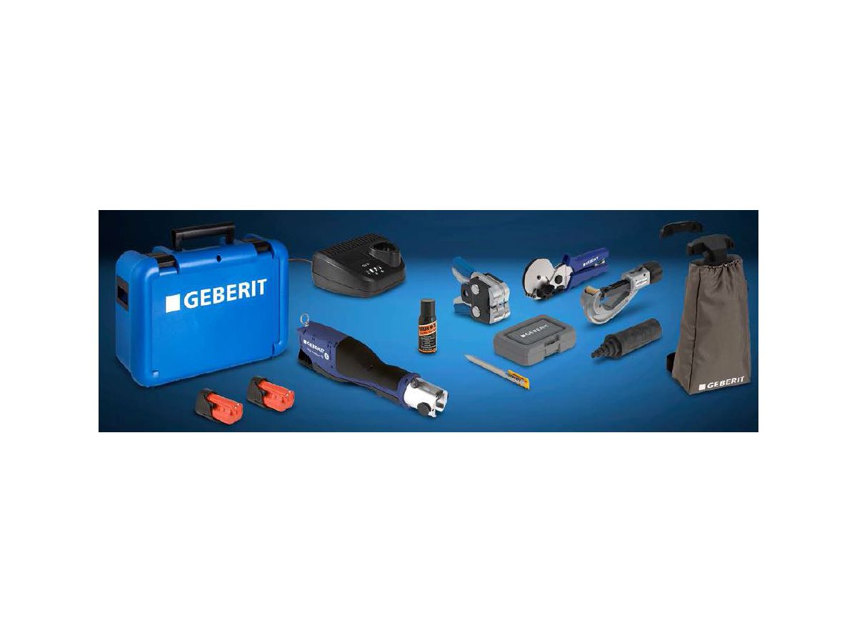 Geberit Akku Flowfit Werkzeug-Set - mit Pressbacke(1) d16-40 mm, im Koffer