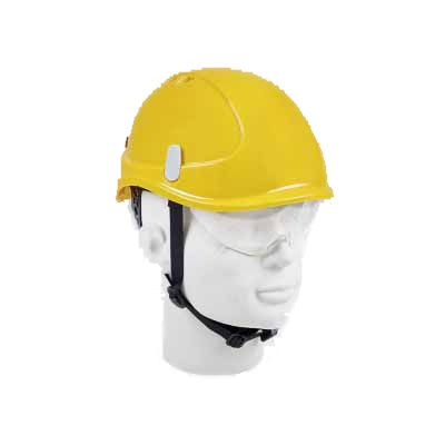 Schutzhelm Montana I ROTO KS / gelb - mit Drehknopf, Schutzbrille, Kinnbänder