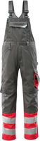 Sunderland Latzhose mit Knietaschen - Gr. 76C46, dunkelanthrazit/hi-vis rot