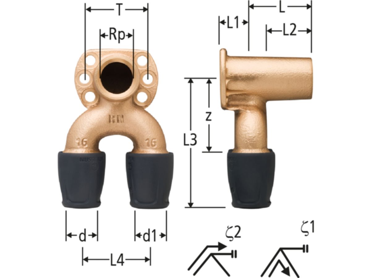 Optiflex prOfix Doppel-Anschlusswinkel - mit Wandflansch "NEW"