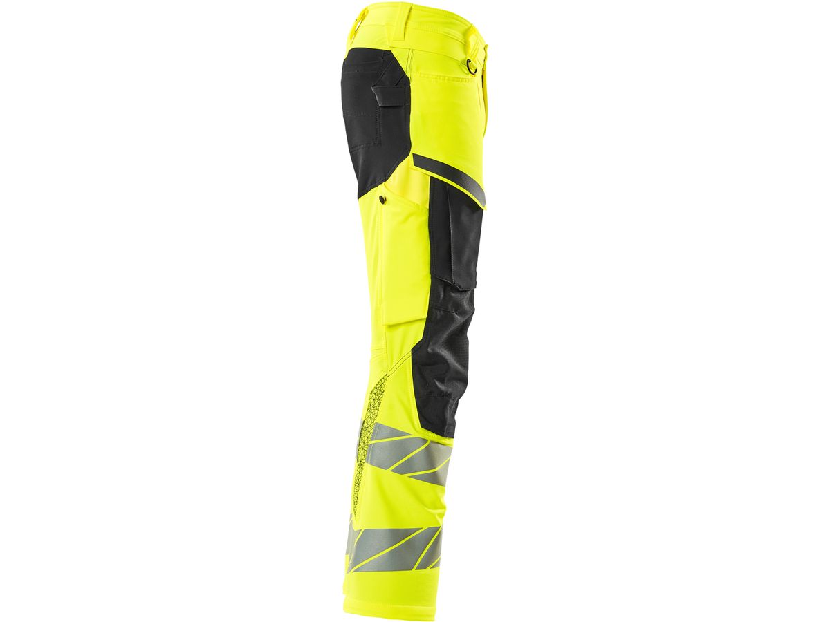 Hose mit Knietaschen, Stretch, Gr. 76C47 - hi-vis gelb/schwarz, 92% PES/8%EL