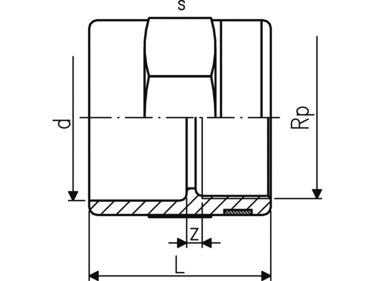 Übergangs Muffe PVC-U PN16 d20-1/2" - Metrisch