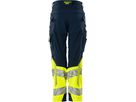 Hose Damen Diamond, Stretch, Gr. 82C48 - schwarzblau/hi-vis gelb, mit Knietaschen