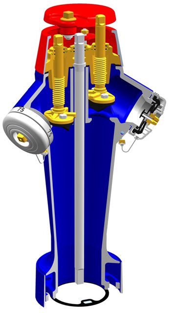 Hydrant Hinni Oberteil 6000  55/55 - 3900 aussen Email grau, Schutzdeckel rot