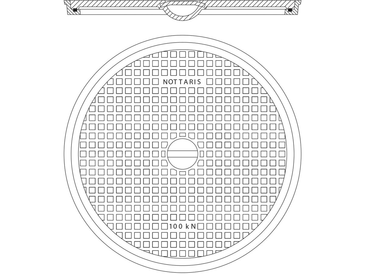 Schachtabdeckung Fig. 29H, 100kN - voll, mit Uni-Griff