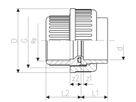 Verschr  PVC-U/EPDM  PN10 d25-3/4" - Metrisch