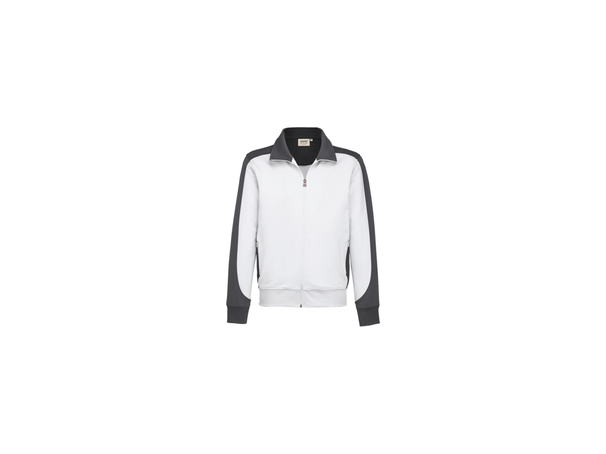 Sweatjacke Contrast Perf. S weiss/anth. - 50% Baumwolle, 50% Polyester, 300 g/m²