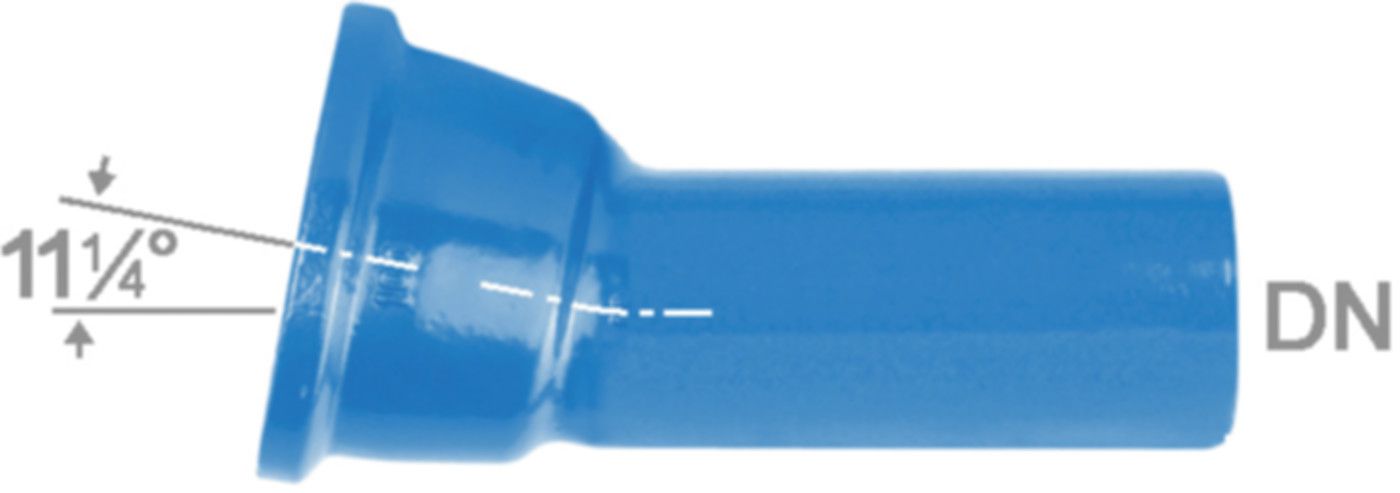 Hochdruckguss Bogen 11° - Fig. 2825, Steckmuffe und Spitzende