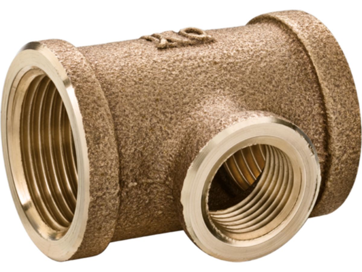 Rotguss T-Stück reduziert 5/4- 1 -5/4" - mit IG