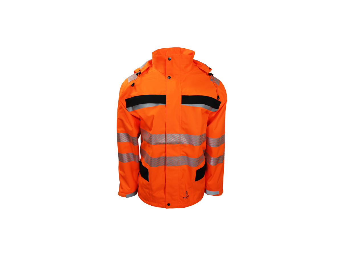 Bormio Speer Regenparka aus Polyester - orange/schwarz, mit 3M Reflektoren