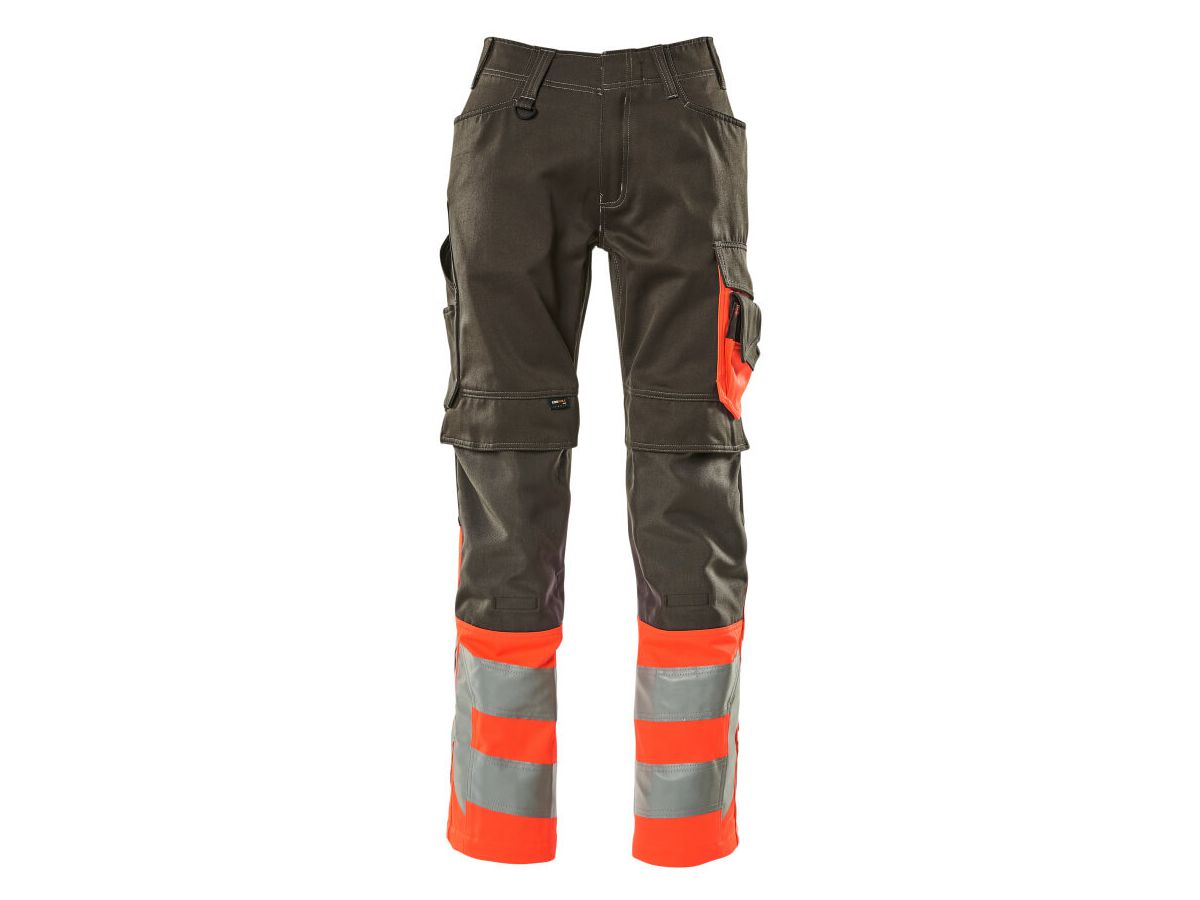 Leeds Hose mit Knietaschen, Gr. 76C49 - dunkelanthrazit/hi-vis rot