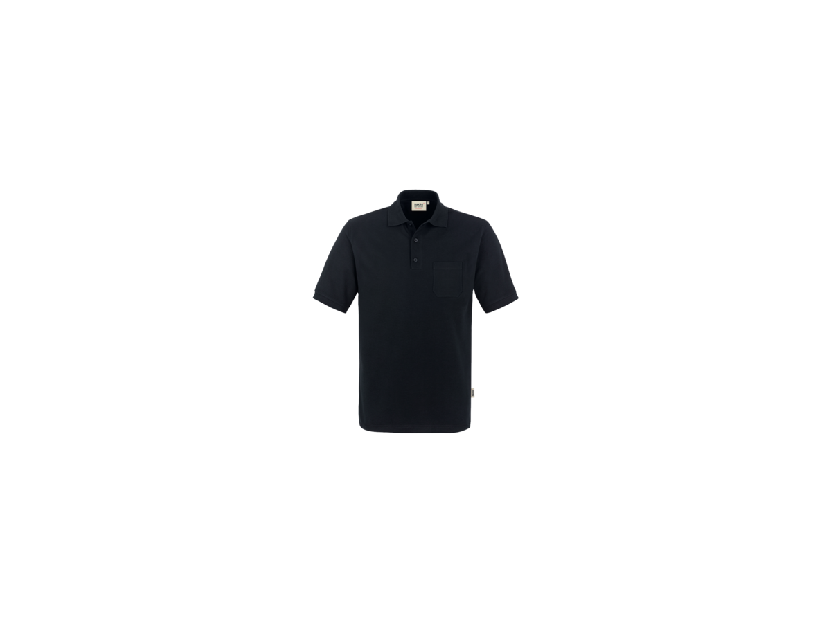 Pocket-Poloshirt Perf. Gr. M, schwarz - 50% Baumwolle, 50% Polyester, 200 g/m²