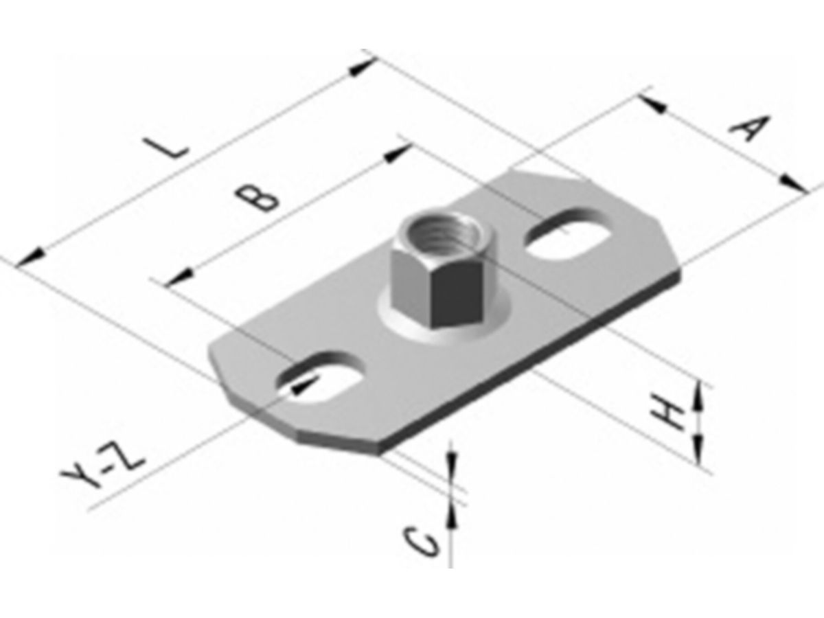 Grundplatte Pipex "Mini", 6-kant Mutter - 3.27/11.7 Verzinkt