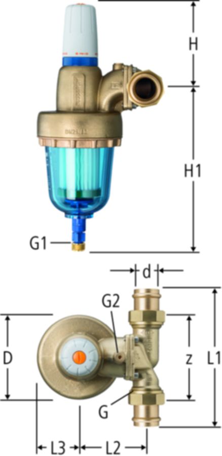 Druckreduzierventil NUSSBAUM Redfil - PN 16, mit Aquaplus-Anschlussverschr.