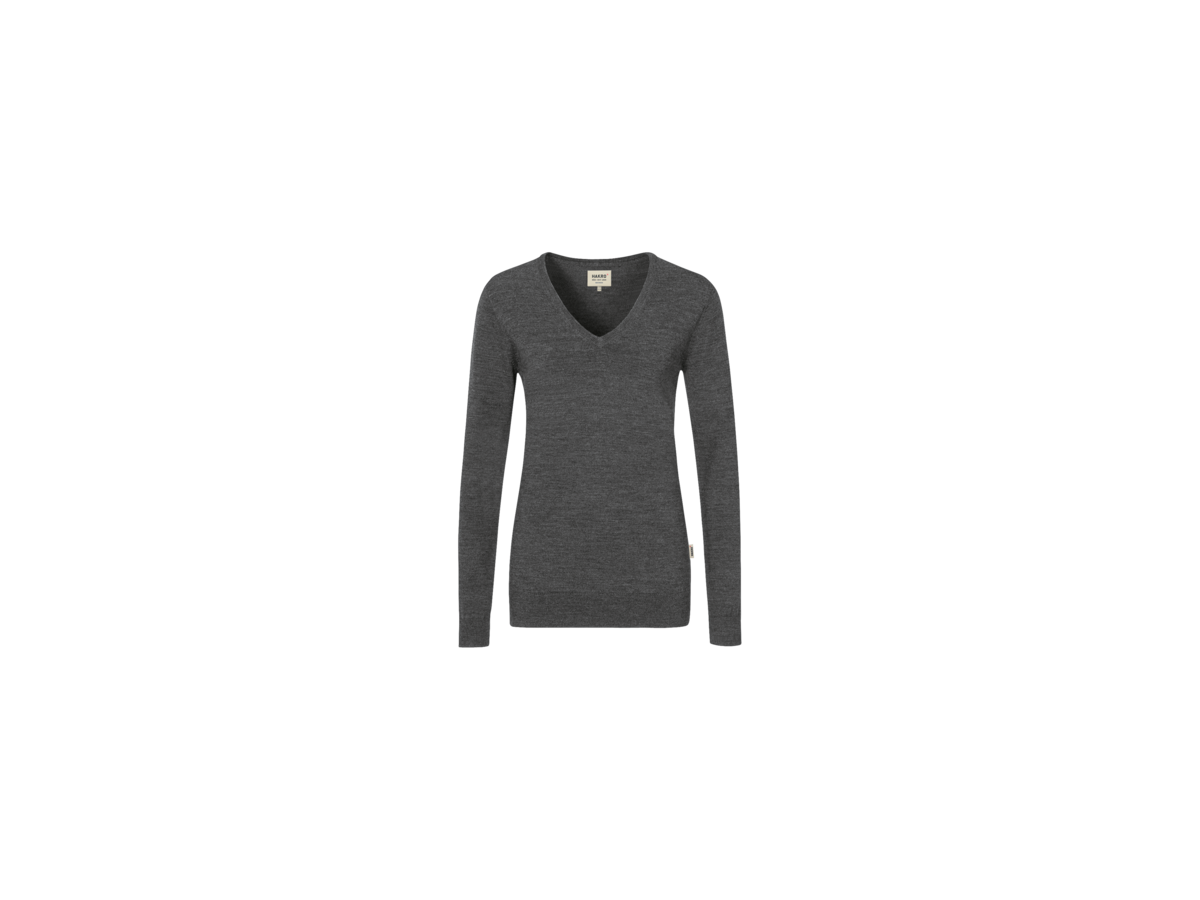 Damen-V-Pullover Merino W. L anth-mel. - 100% Merinowolle