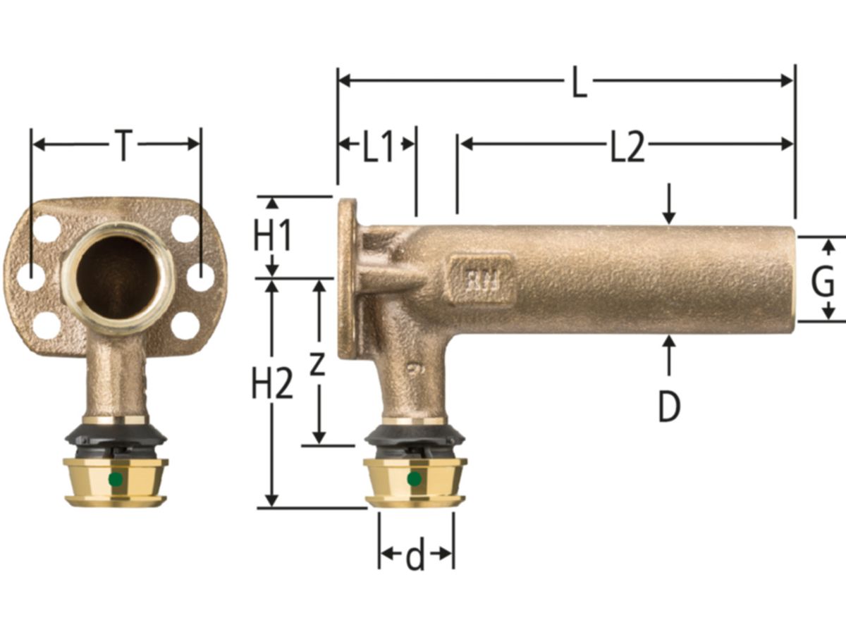 Optiflex-Flowpress-Anschlusswinkel - mit Wandflansch, lang