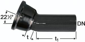 Hochdruckguss Bogen 22° - Fig. 2824, Steckmuffe und Spitzende