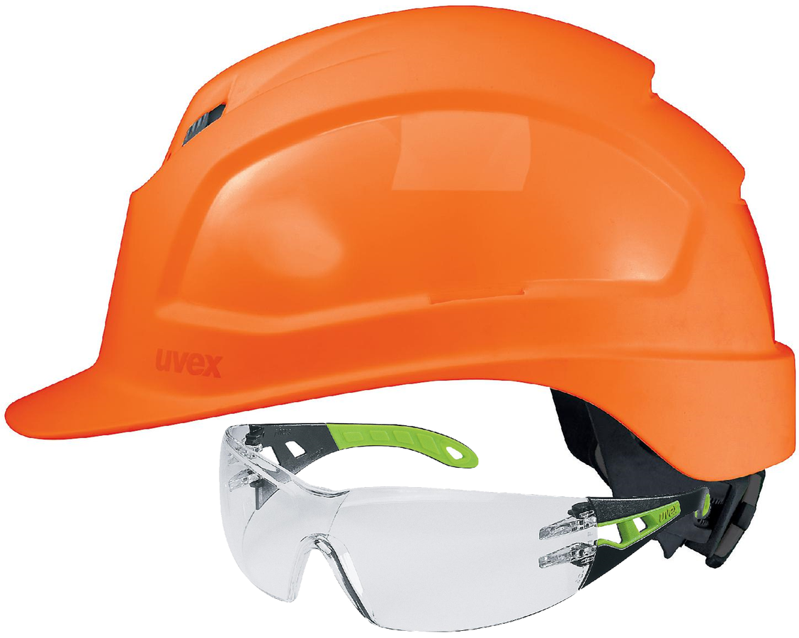 UVEX pheos IES 9772 Schutzhelm orange - inkl. Schutzbrille 9192225