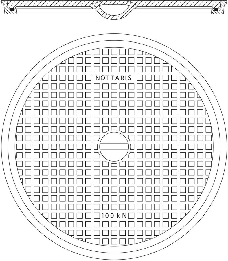 Schachtabdeckung Fig. 29H, 100kN - voll, mit Uni-Griff